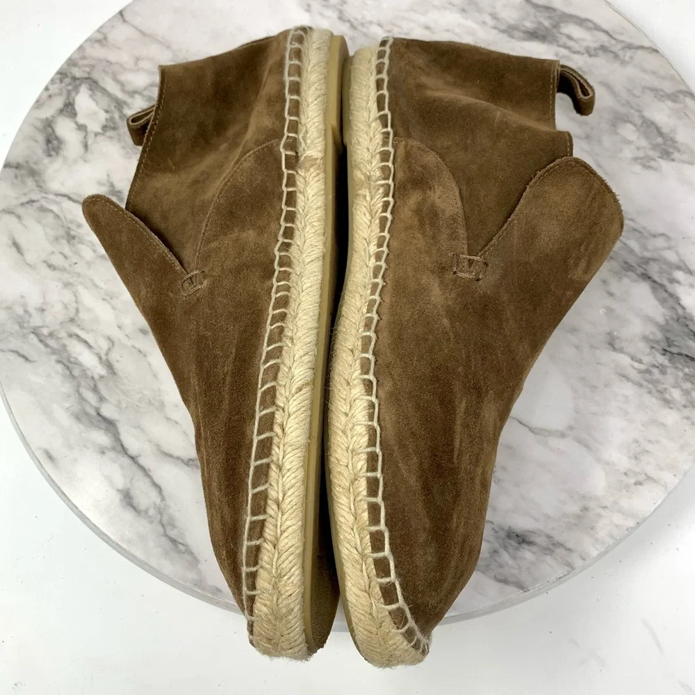 Vince Ronan Soft Unstructured Brown Suede Espadrille Loafer Boots 10 Minimalist
